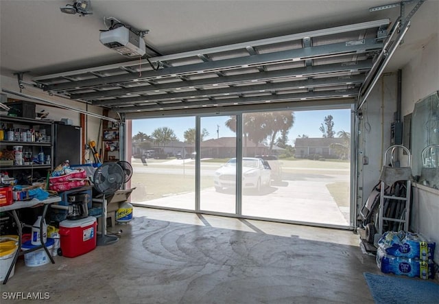 garage with a garage door opener