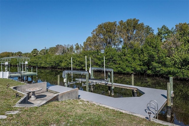 dock area featuring a water view