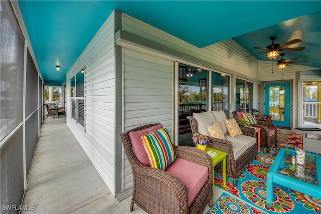 exterior space with outdoor lounge area and covered porch