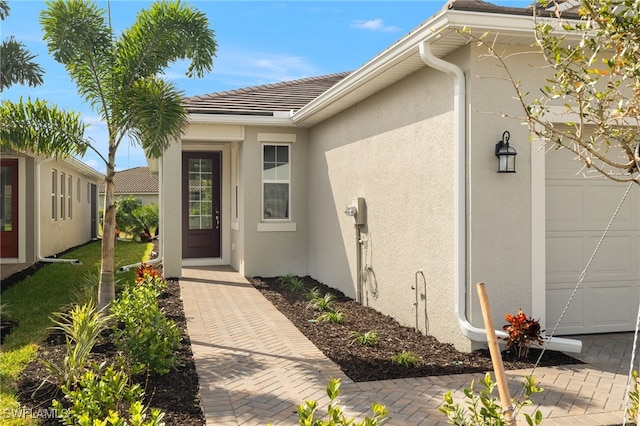 entrance to property with a garage