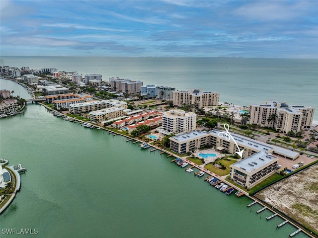 bird's eye view featuring a water view