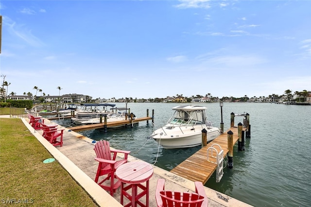 view of dock featuring a water view