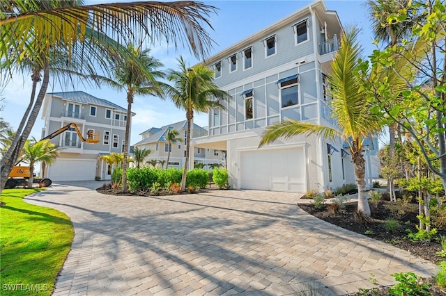 beach home featuring a garage