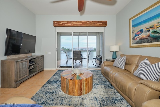 view of tiled living room