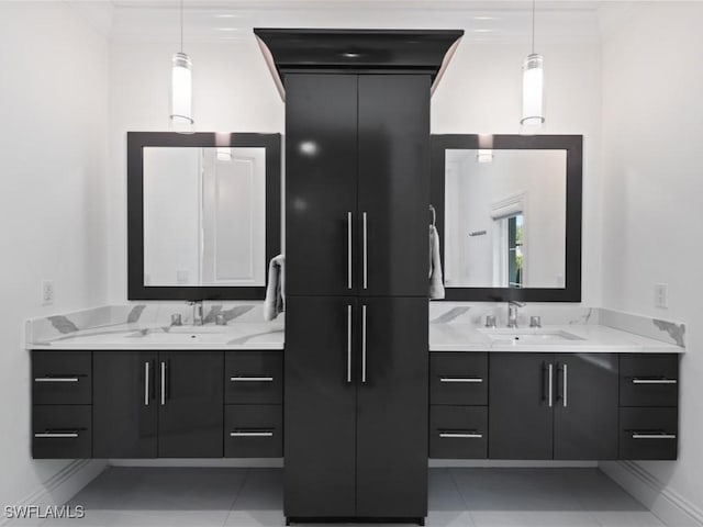 bathroom featuring vanity and tile patterned floors