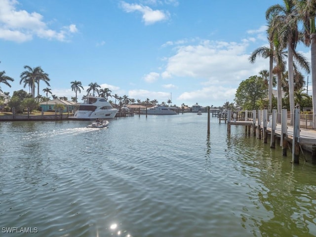 dock area featuring a water view