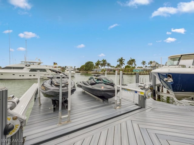 dock area featuring a water view