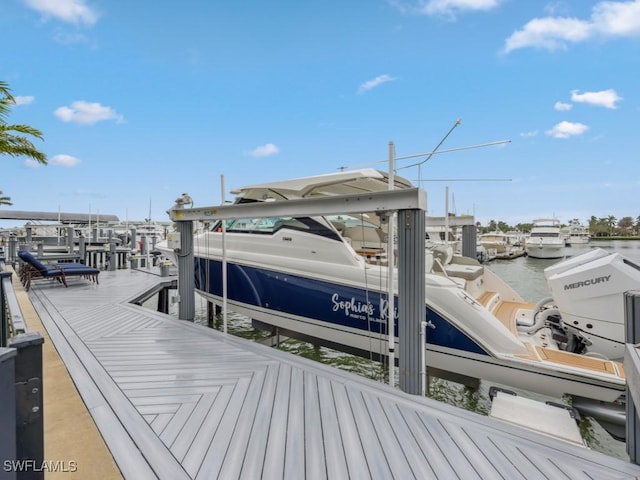 view of dock featuring a water view