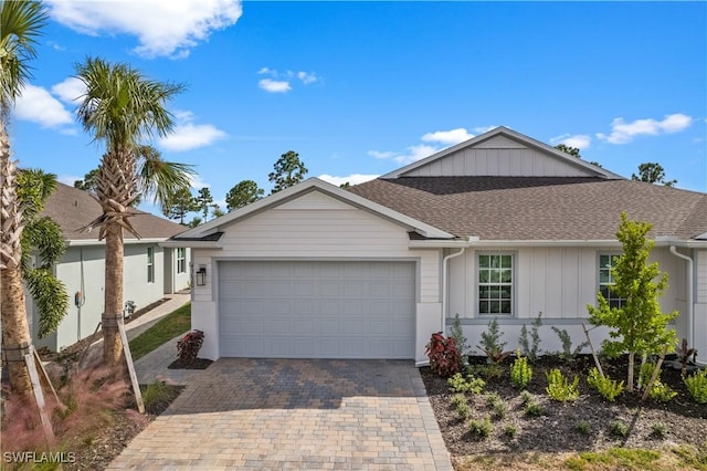 single story home with a garage