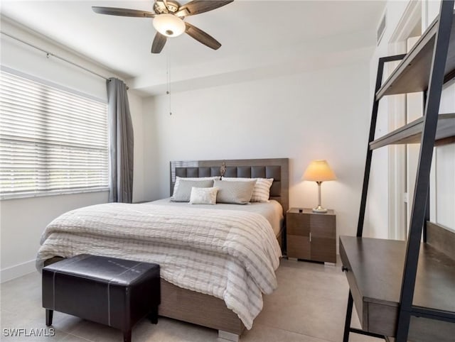 bedroom featuring ceiling fan