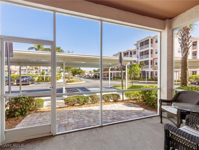 view of unfurnished sunroom