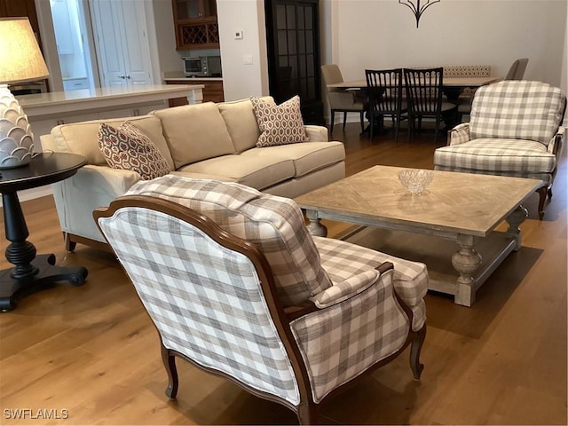 living room with wood-type flooring