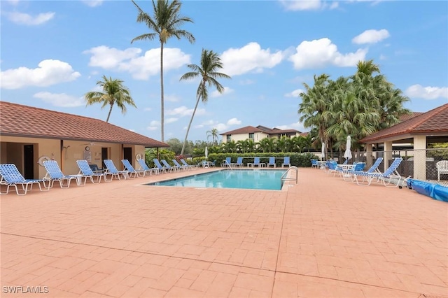 view of pool featuring a patio area