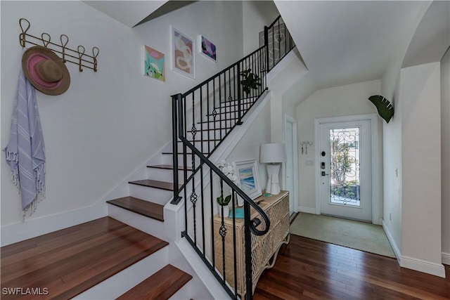 entryway with wood-type flooring