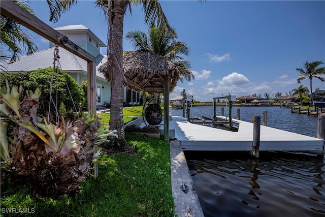 dock area featuring a water view