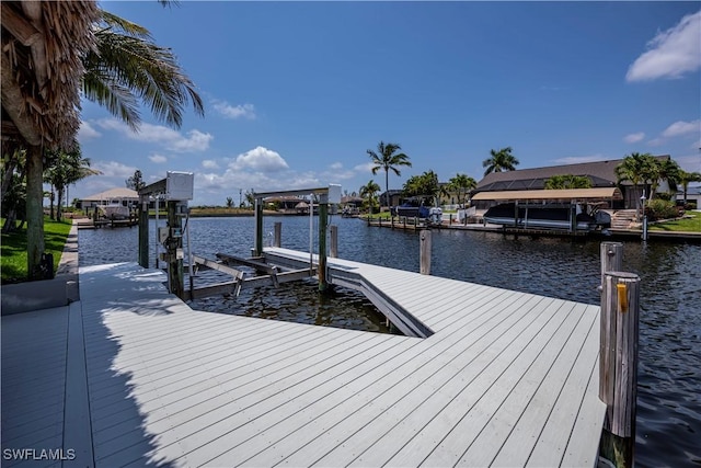 view of dock featuring a water view