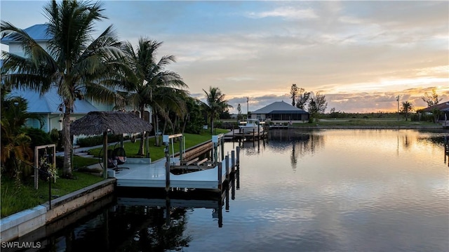 dock area featuring a water view