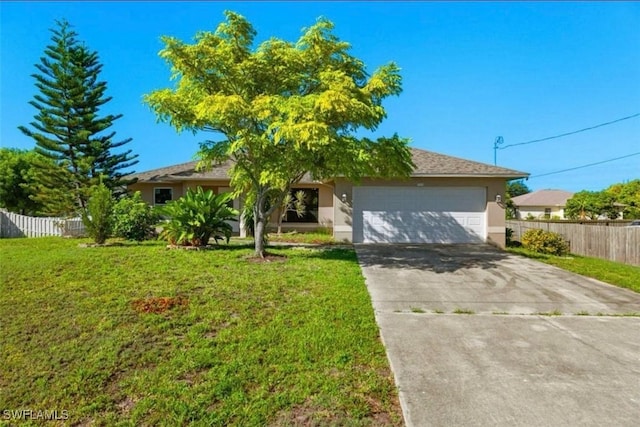 view of front of home featuring a garage and a front yard