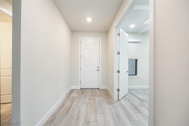 hallway featuring light wood-type flooring