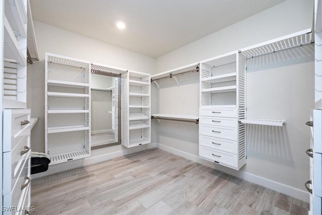 walk in closet featuring light wood-type flooring