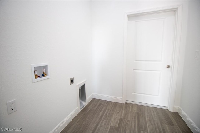 washroom featuring hookup for a washing machine, dark hardwood / wood-style flooring, and electric dryer hookup