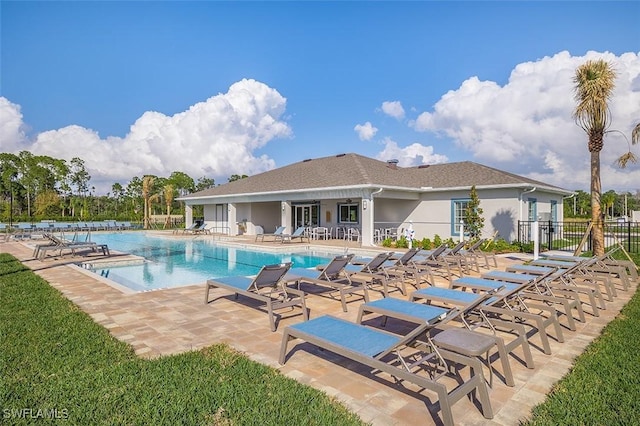 view of pool featuring a patio area