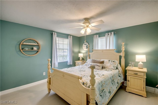 bedroom featuring ceiling fan