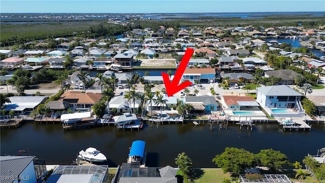 bird's eye view featuring a water view