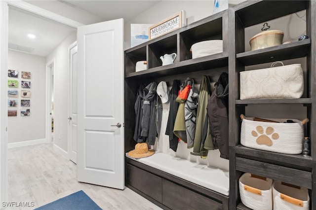 mudroom with light wood-type flooring