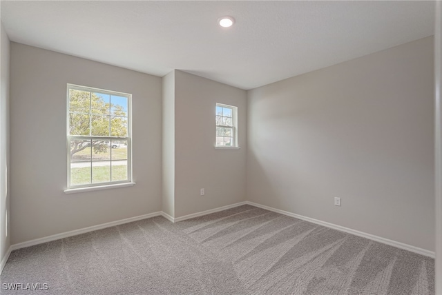 unfurnished room featuring a wealth of natural light and carpet