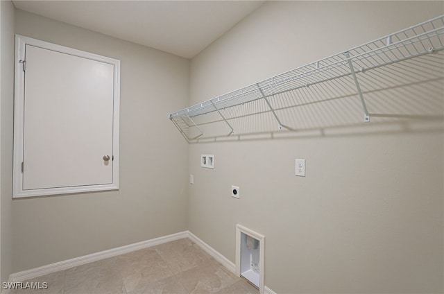 laundry area with electric dryer hookup and hookup for a washing machine