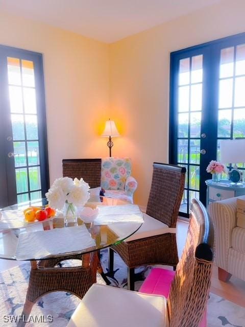 dining room featuring french doors