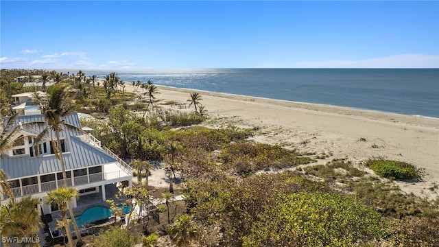 property view of water with a beach view