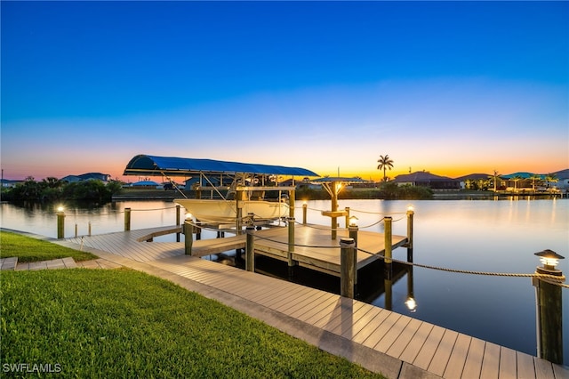 view of dock featuring a water view