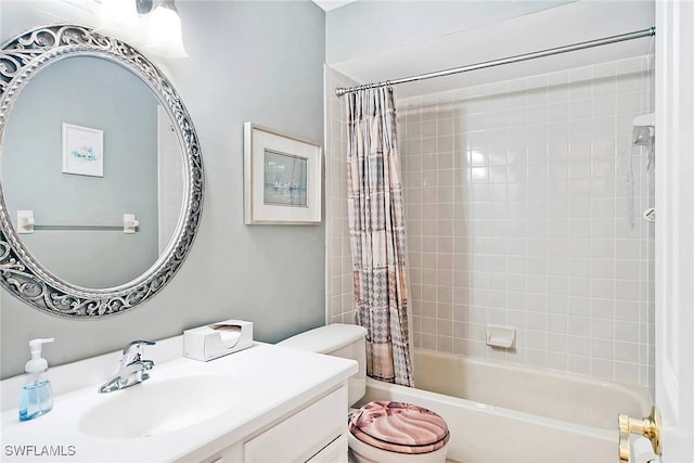 2888 Oleander St Unit C6, Saint James City, FL 33956 - full bathroom featuring toilet, shower / bathtub combination with curtain, and vanity