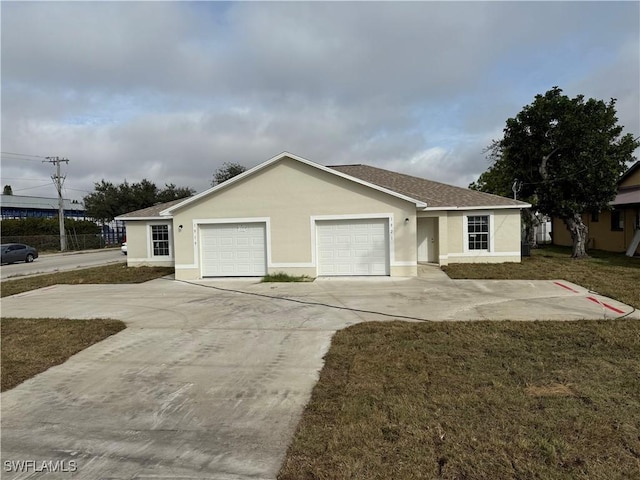 ranch-style home with a garage