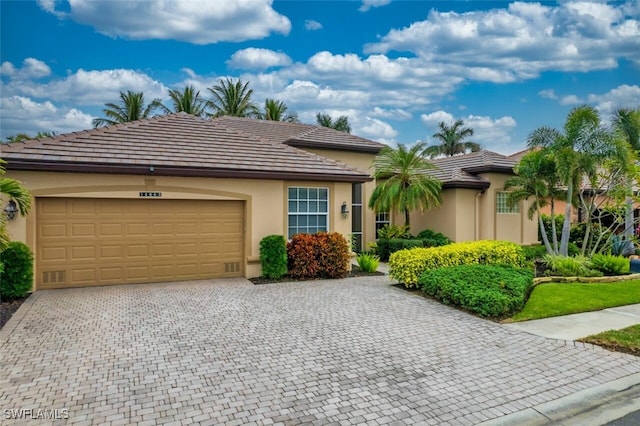 view of front of house with a garage