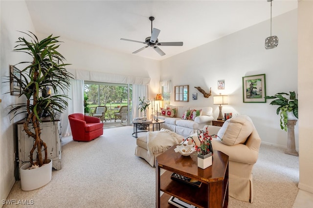 1311 Monarch Cir, Naples, FL 34116 - carpeted living area with a ceiling fan and baseboards