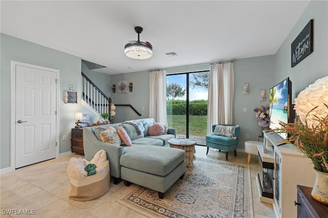 view of tiled living room