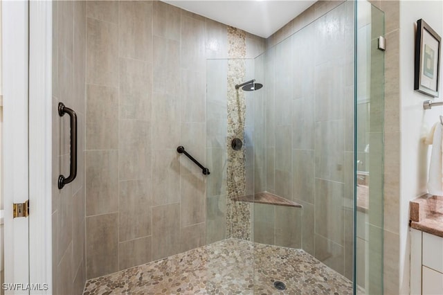 bathroom with a shower stall