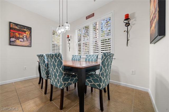 view of tiled dining area