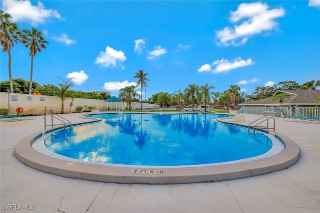 view of pool with a gazebo and a patio