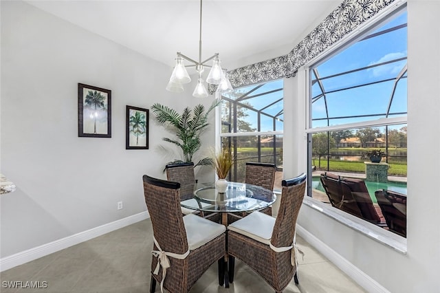 dining area with light tile patterned floors