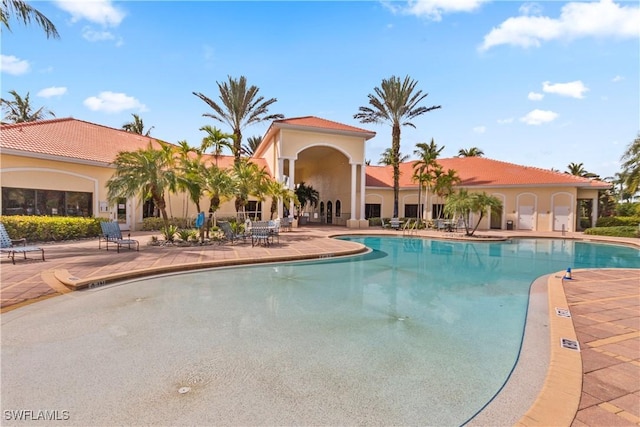 view of pool featuring a patio