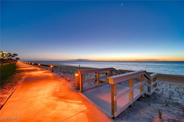 dock area with a water view