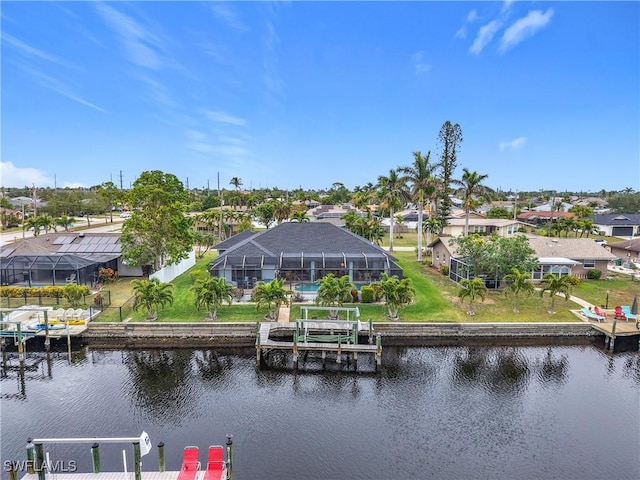 exterior space featuring a water view