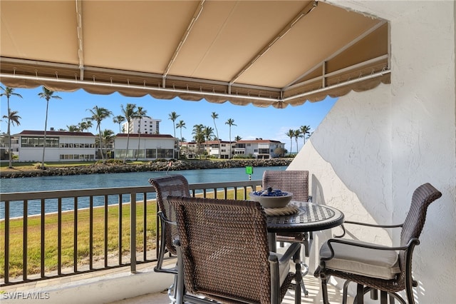 balcony with a water view