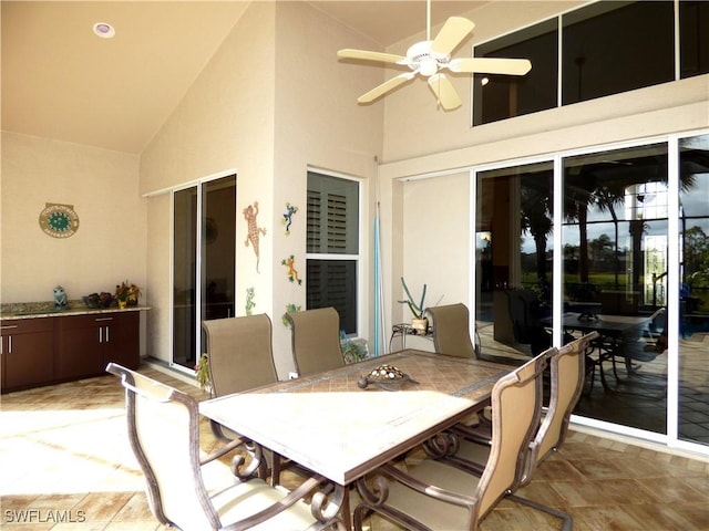 view of patio featuring ceiling fan