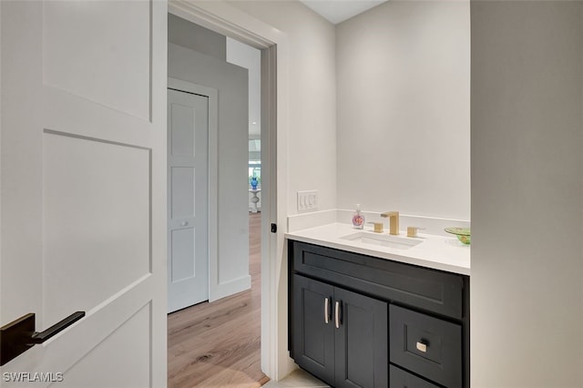 bathroom with vanity and wood finished floors