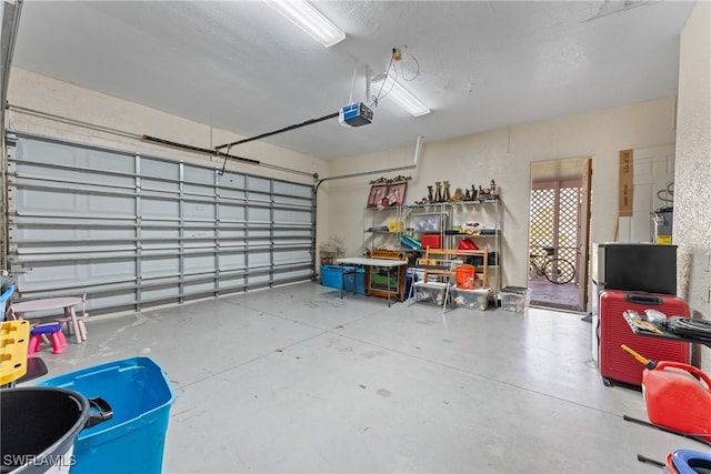 garage with a garage door opener